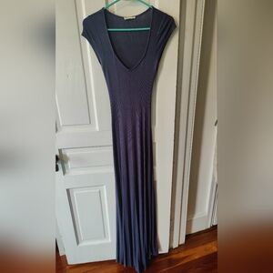 Sozy V-Neck Maxi Dress - Blue Grey
